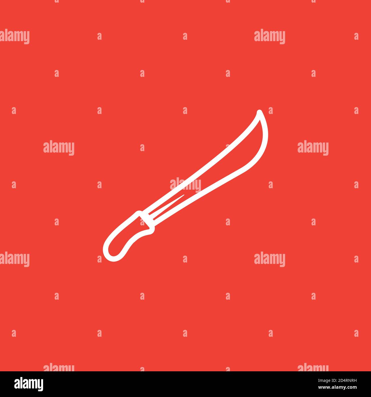 Sword Line Icon On Red Background. Red Flat Style Vector Illustration. Stock Vector