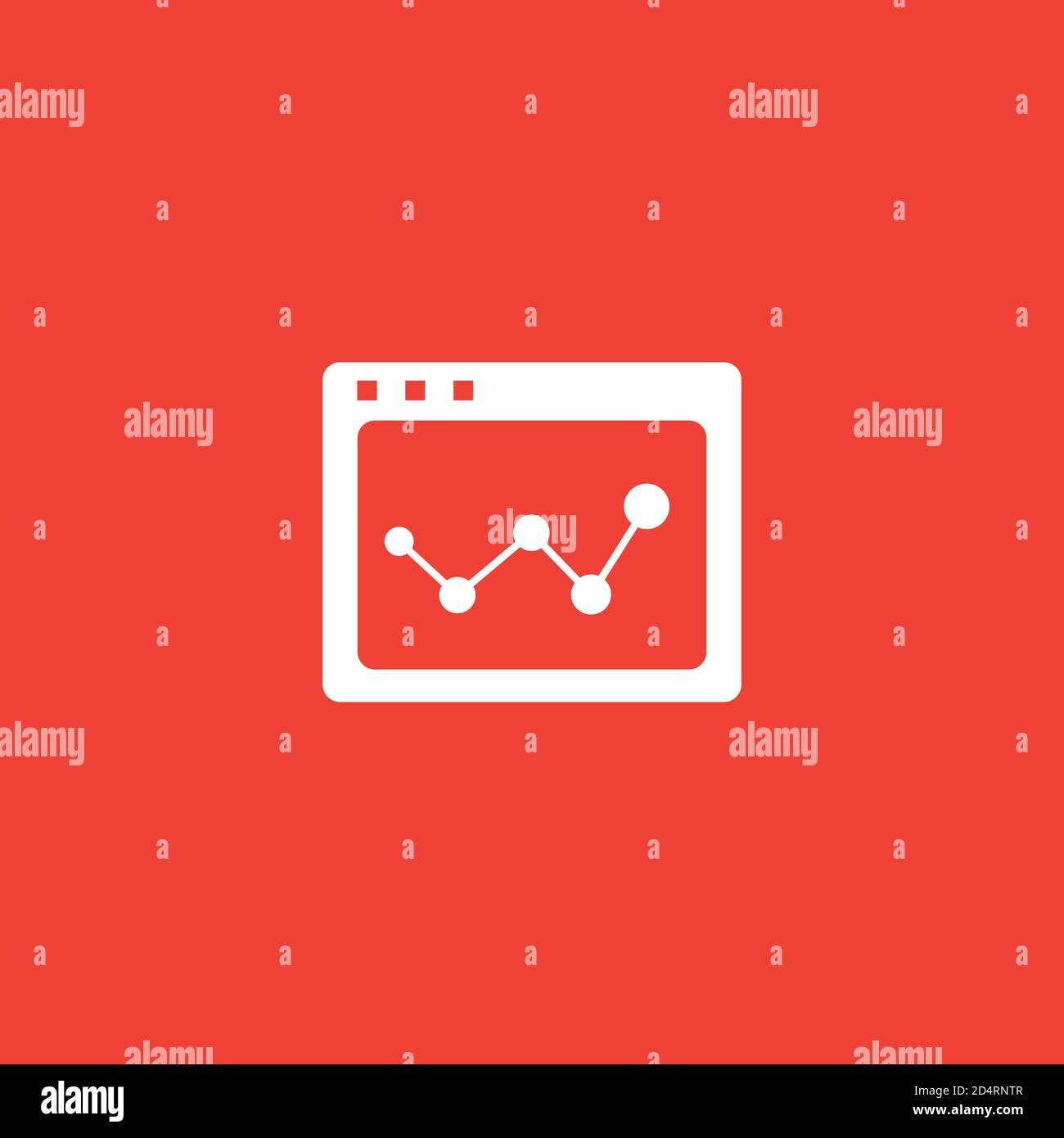 Web Page Analysis Icon On Red Background. Red Flat Style Vector Illustration. Stock Vector