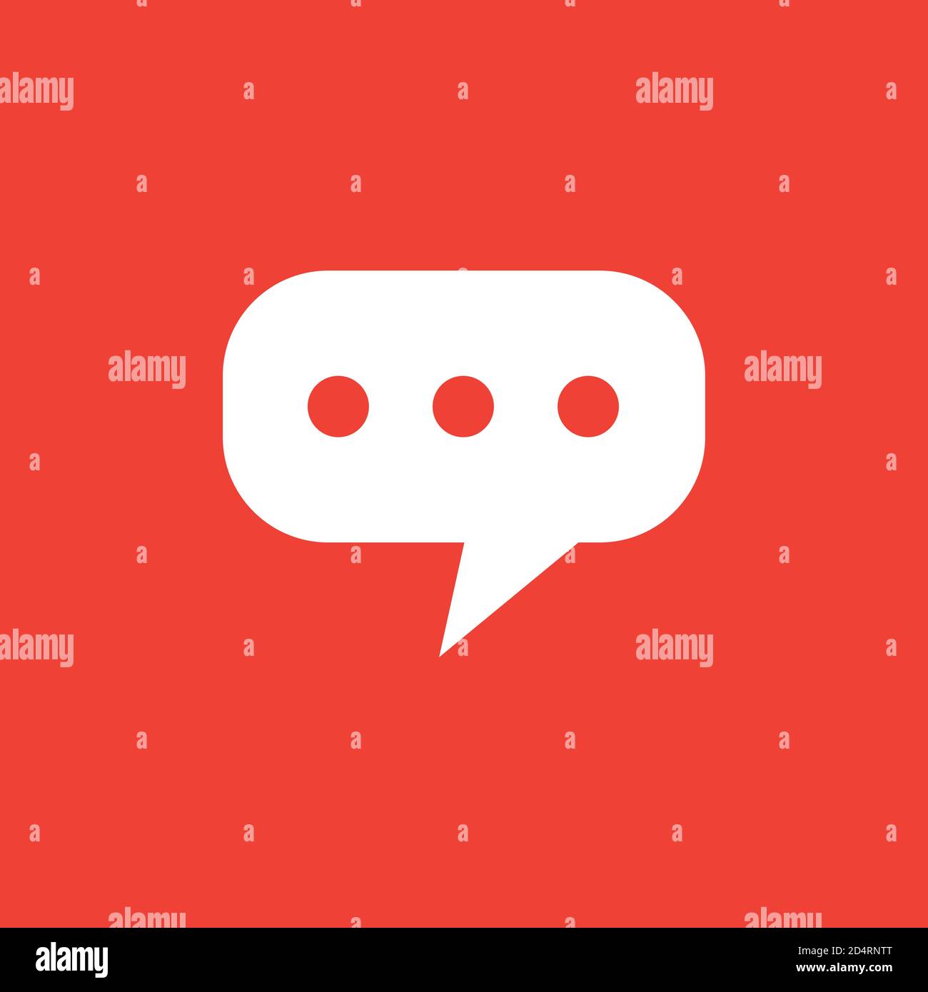Speech Bubble Icon On Red Background. Red Flat Style Vector Illustration. Stock Vector