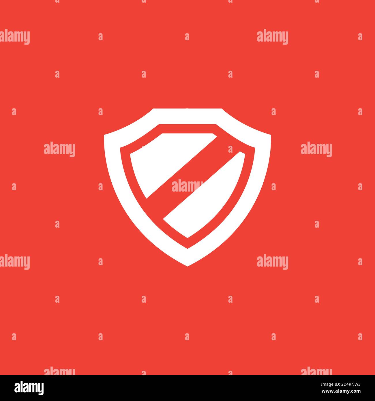 Shield Icon On Red Background. Red Flat Style Vector Illustration Stock ...