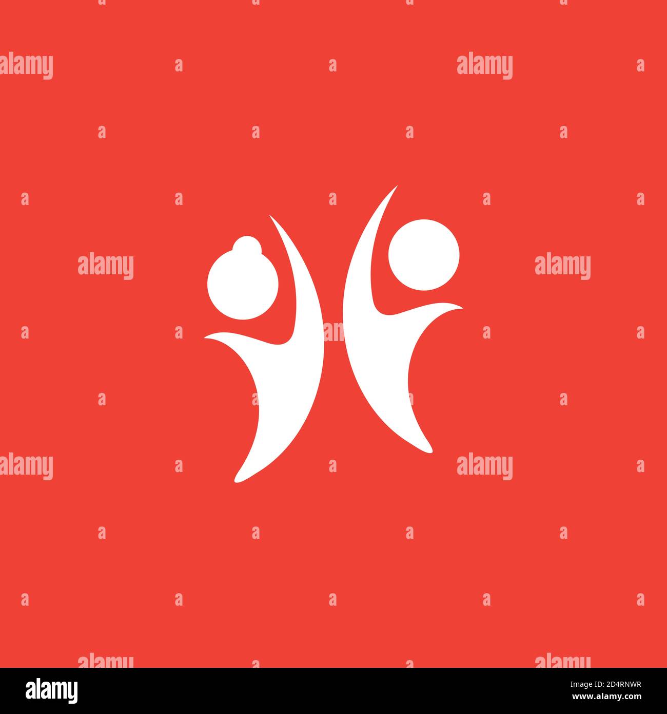 Youth Icon On Red Background. Red Flat Style Vector Illustration Stock