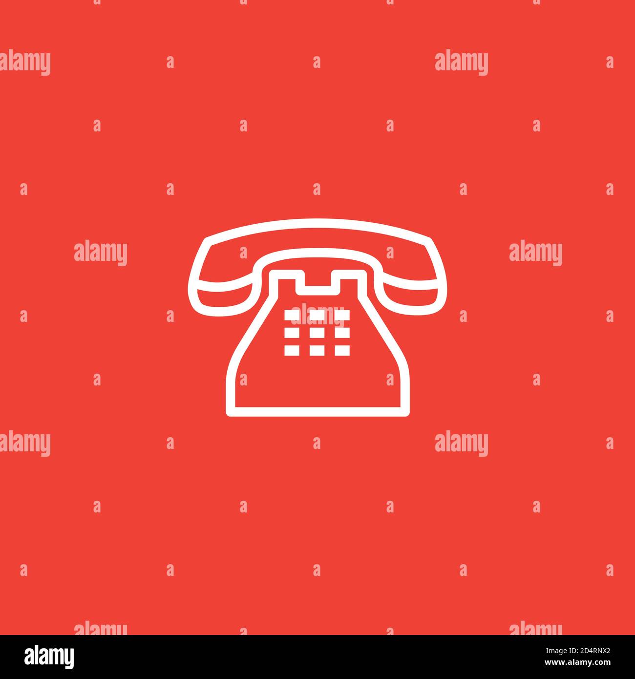 Telephone Line Icon On Red Background. Red Flat Style Vector ...