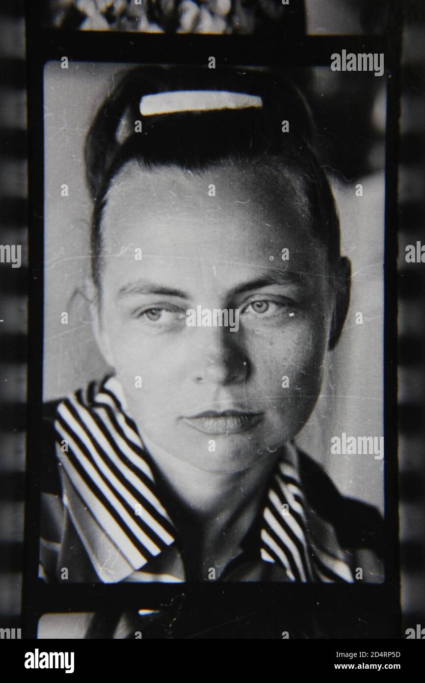 Fine 1970s vintage black and white photography head shot portrait of a ...