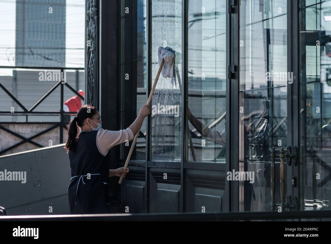 Moscow. Russia. October 4, 2020. A female cleaning service worker