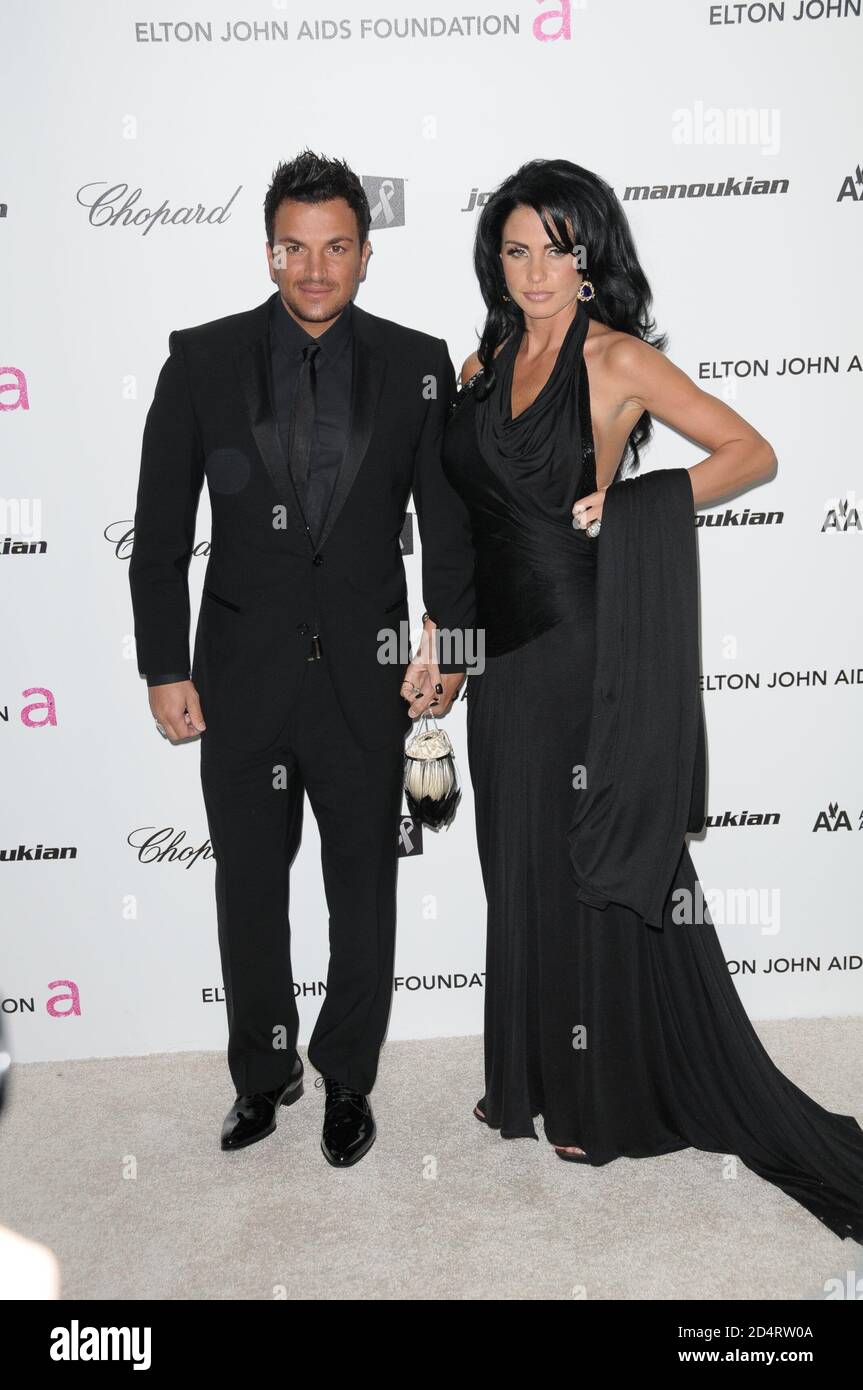 Katie Price & Peter Andre attends 17th Annual Elton John AIDS Foundation Oscar Party at Pacific Design Center on February 22, 2009 in West Hollywood, Stock Photo