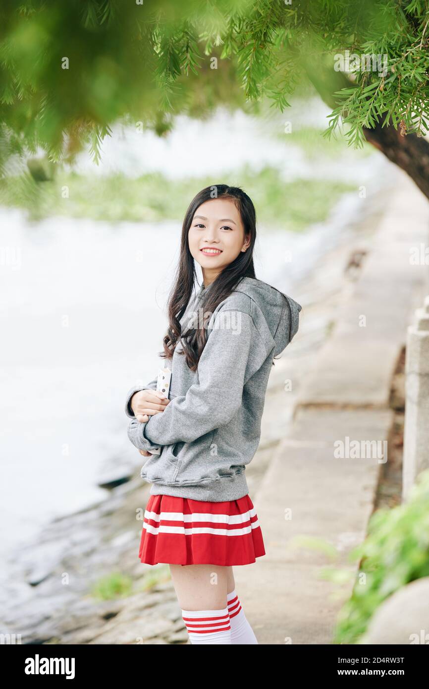 korean schoolgirl Korean schoolgirl in hoodie Stock Photo - Alamy