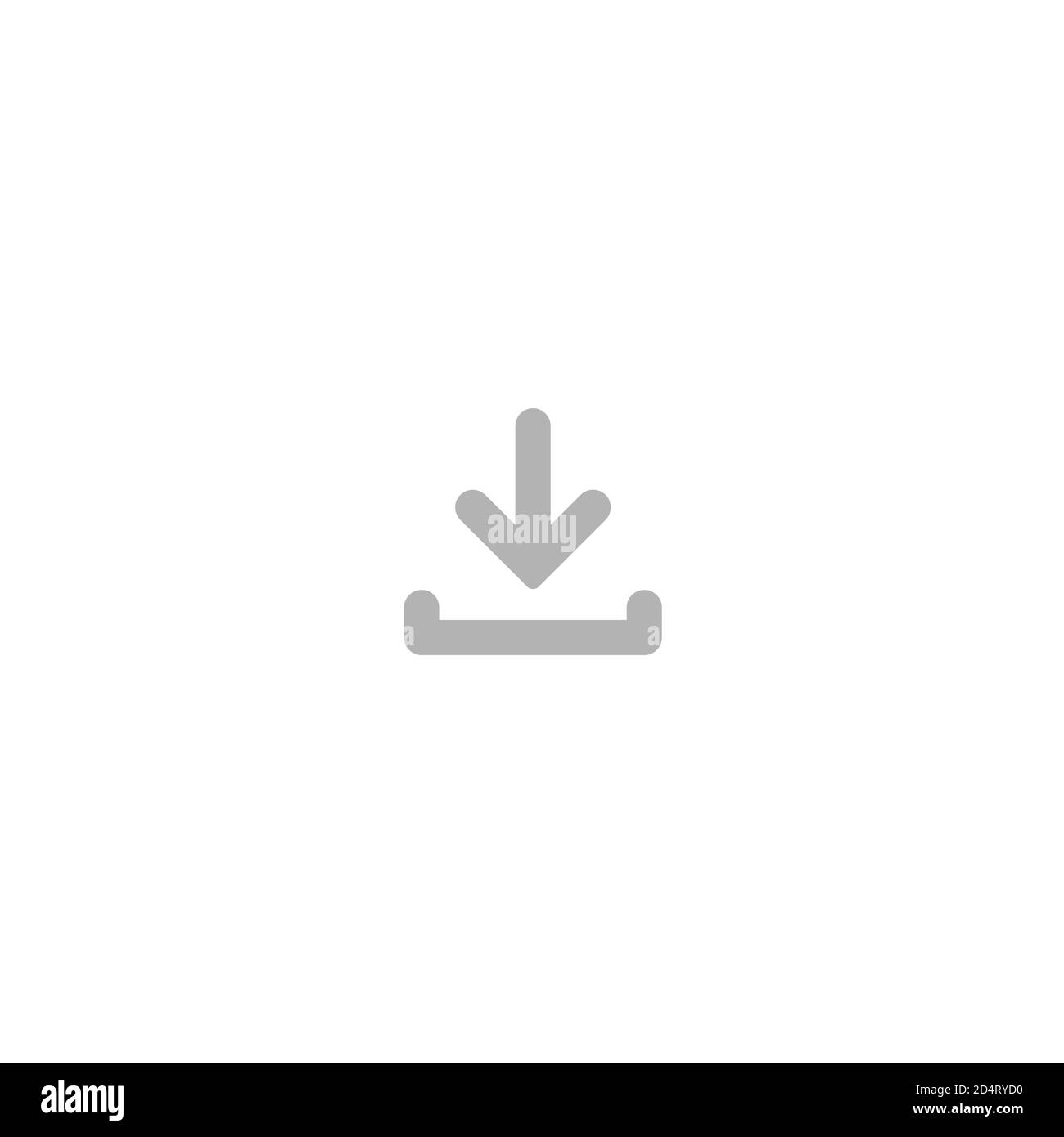 grey rounded arrow down icon. flat download sign isolated on white. point down button. south sign. Stock Vector