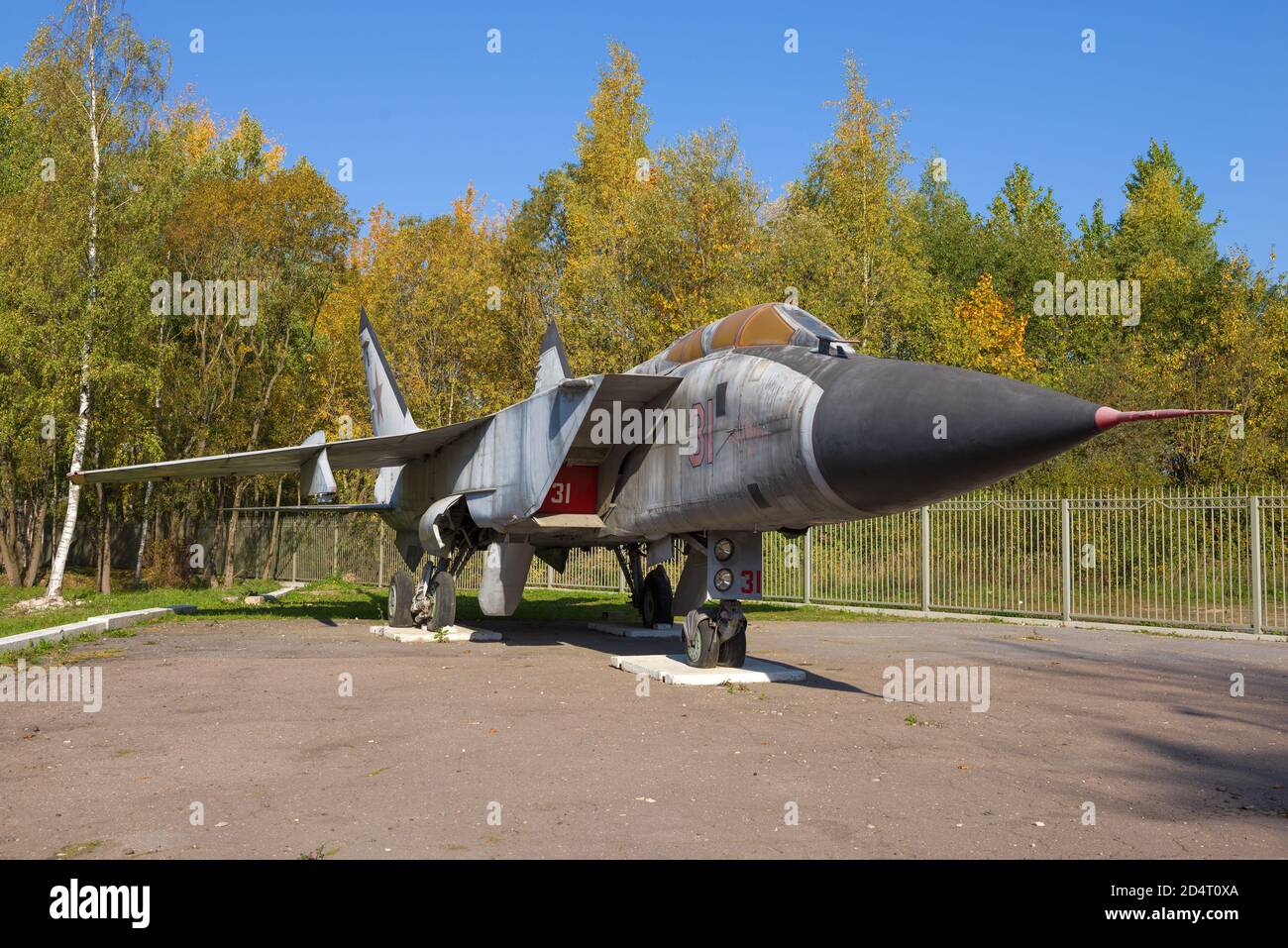 SAINT PETERSBURG, RUSSIA - OCTOBER 02, 2020: The MiG-31 is a Soviet and Russian two-seater supersonic high-altitude all-weather long-range interceptor Stock Photo