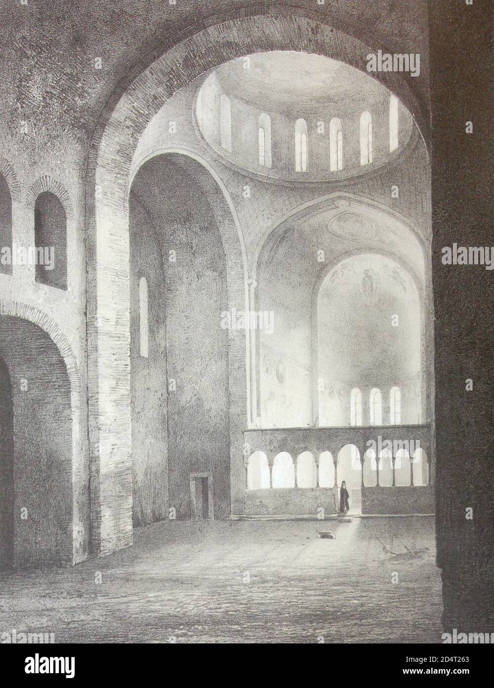 Basilica of Pitsunda in Abkhazia. Engraving of 1847. Stock Photo