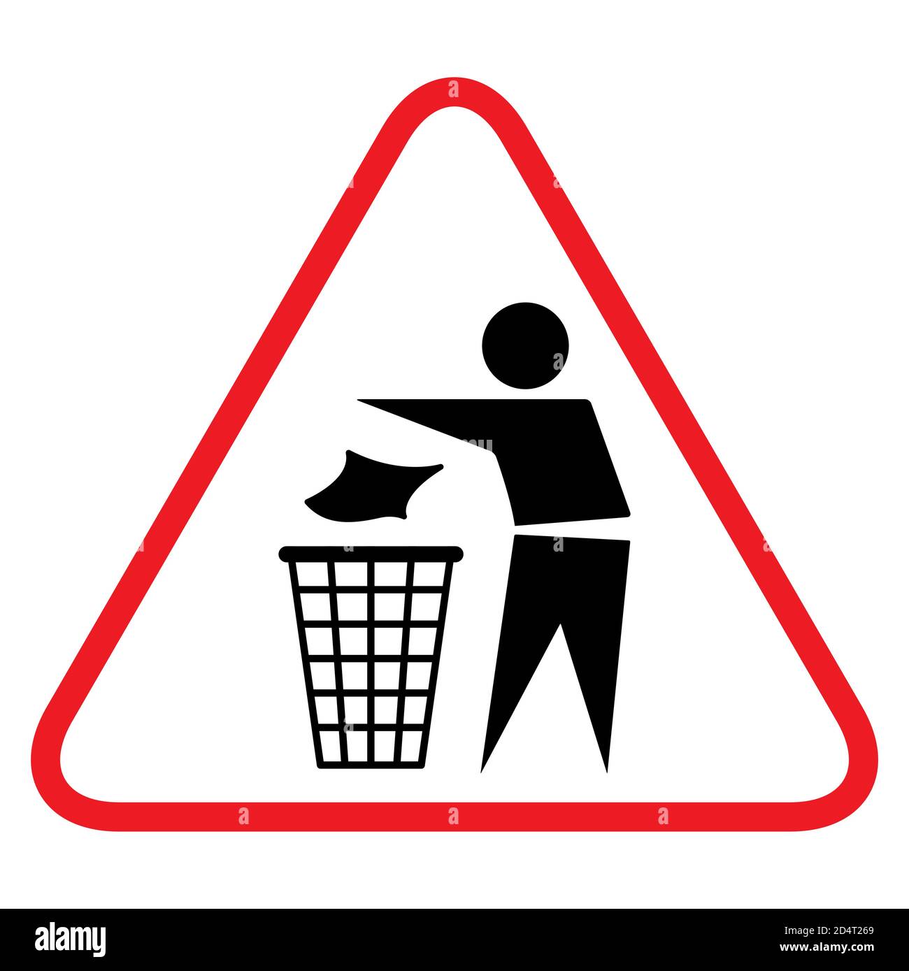 Do not litter flat icon in red triangle isolated on white background. Keep it clean vector illustration. Tidy symbol . Stock Vector