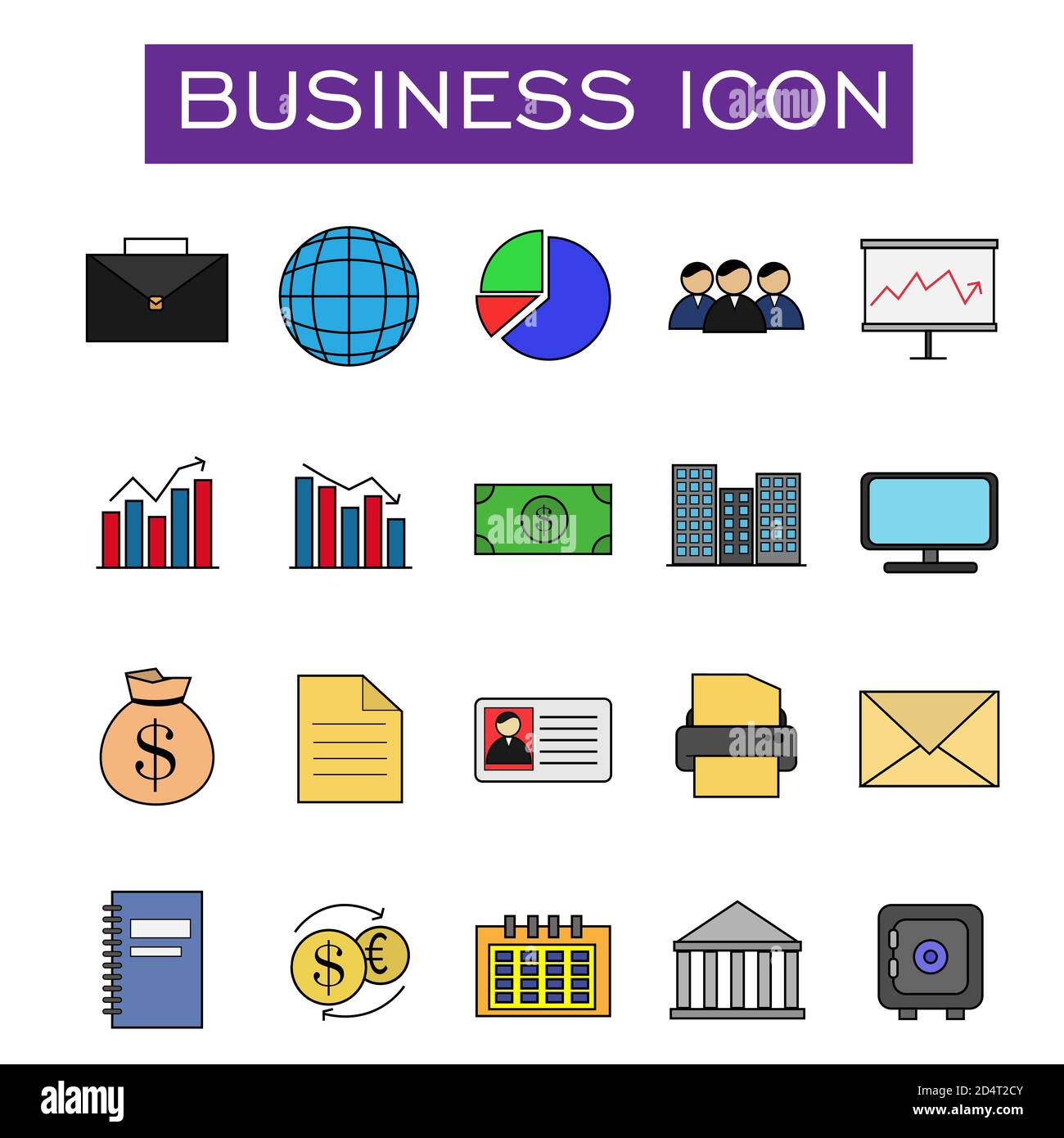 Illustration vector design of 20 business icon sets Stock Vector