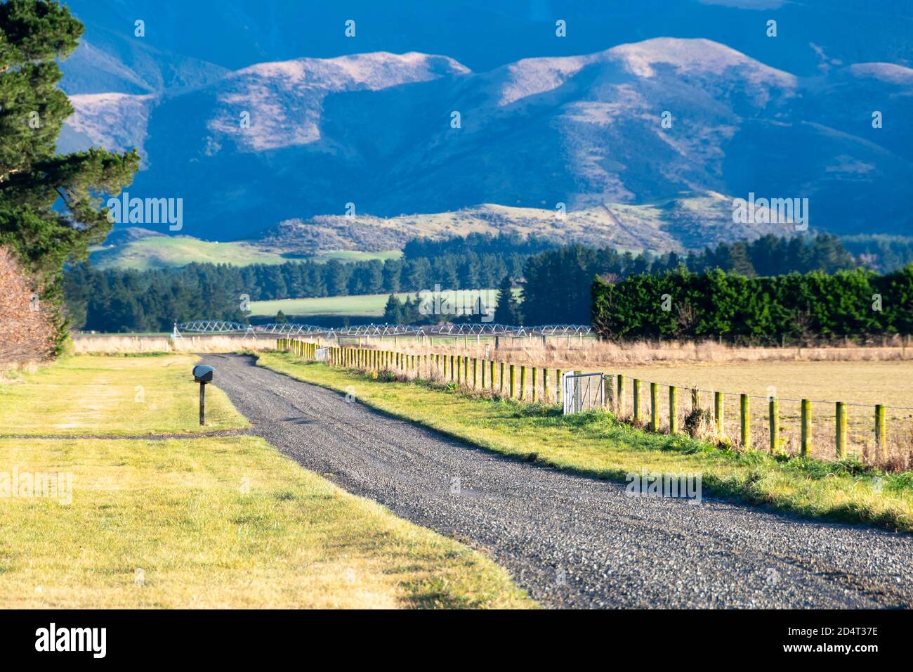 Road leading to mountains, Springfield, Canterbury, South Island, New