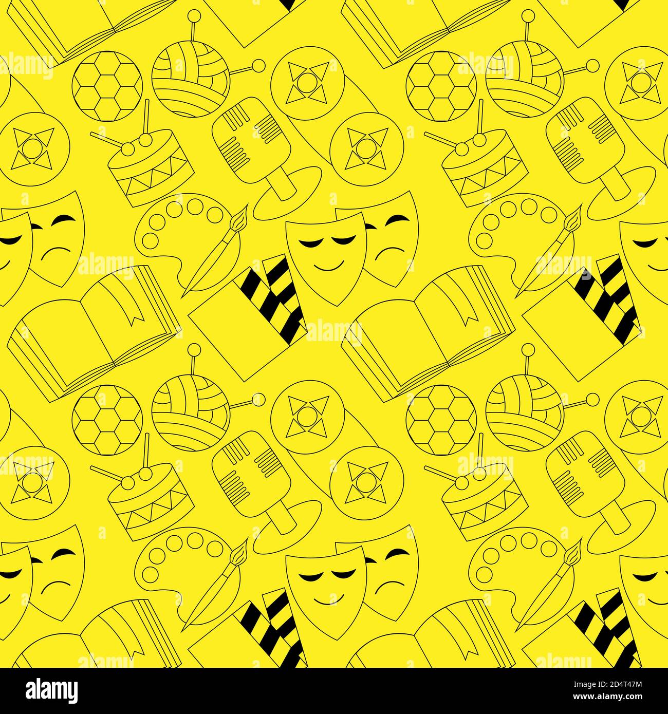 Seamless vector pattern with Hobbies and Creativity Stock Vector