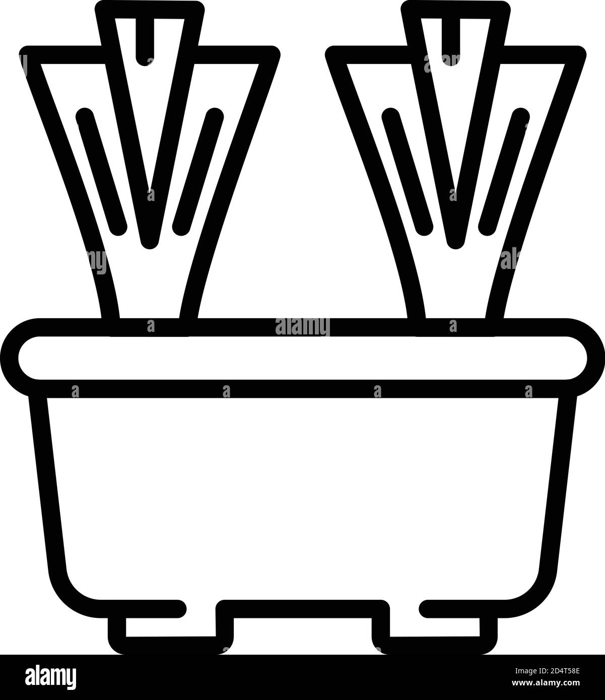 Pot chives icon, outline style Stock Vector