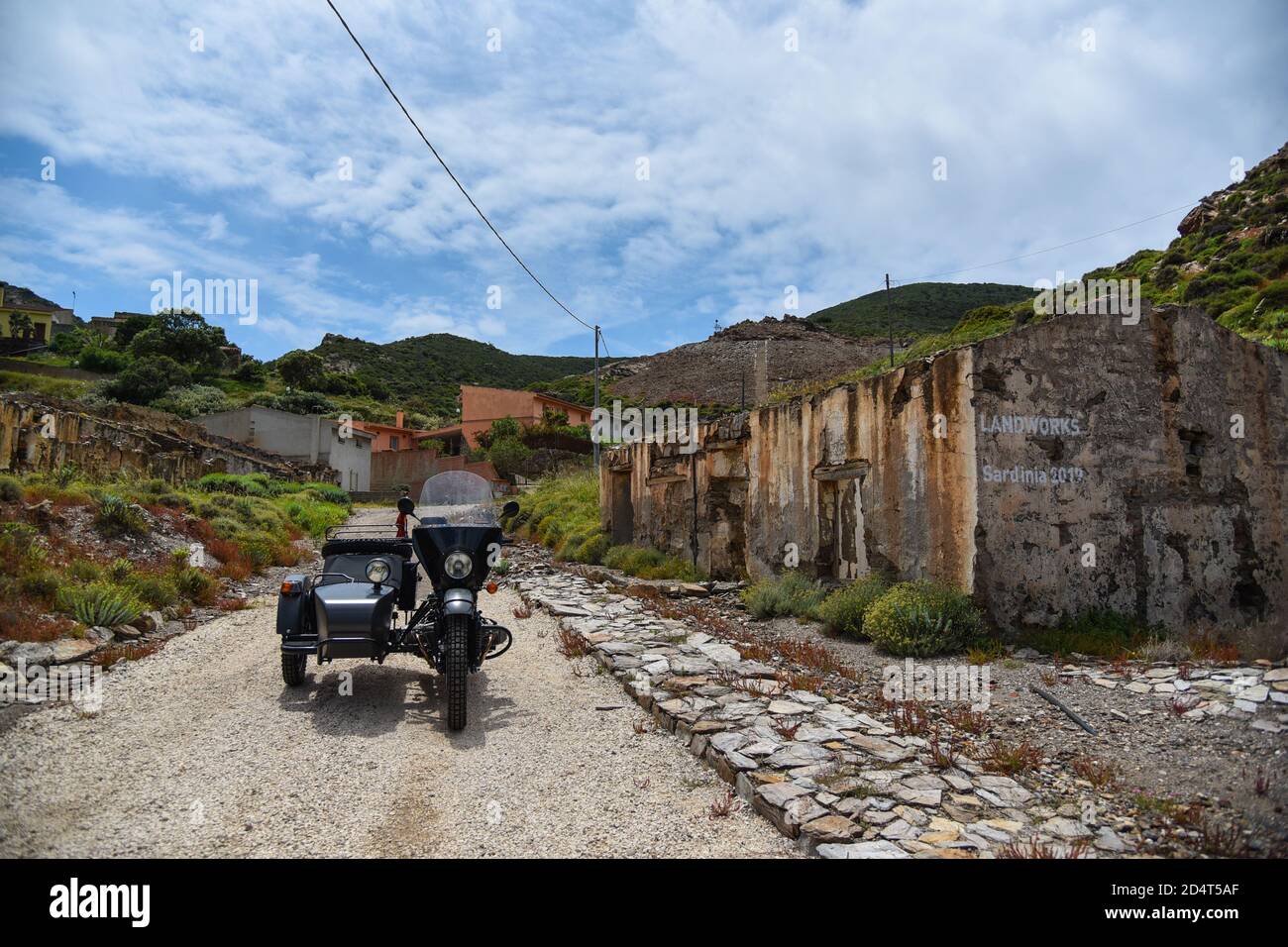 Sidecar in the abandoned city Stock Photo