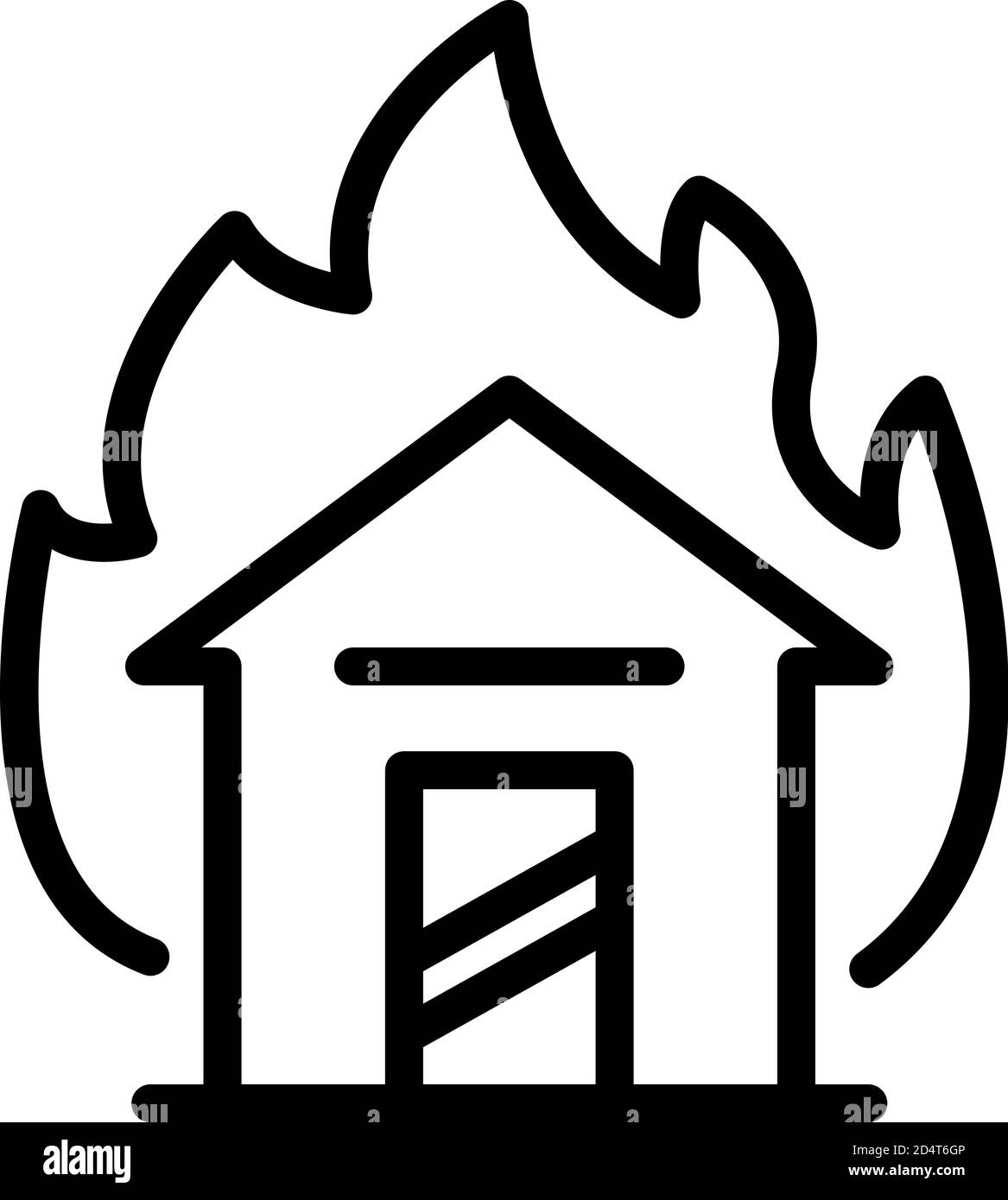 House in fire icon, outline style Stock Vector