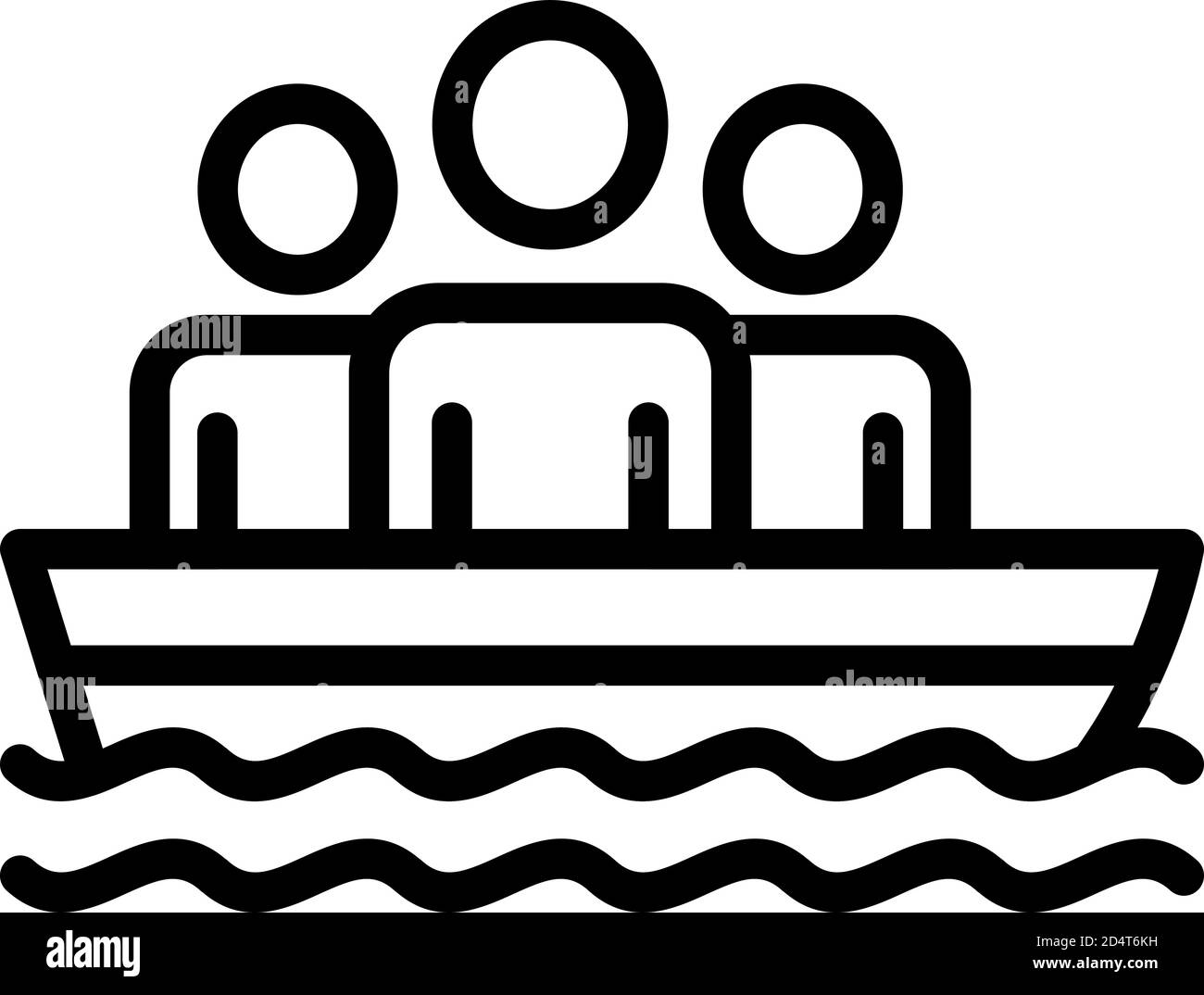 People in rescue boat icon, outline style Stock Vector