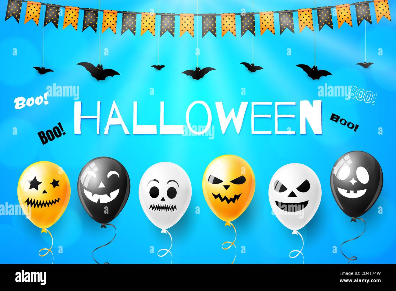 Happy Halloween vector illustration with scary air balloons for banner or poster Stock Vector
