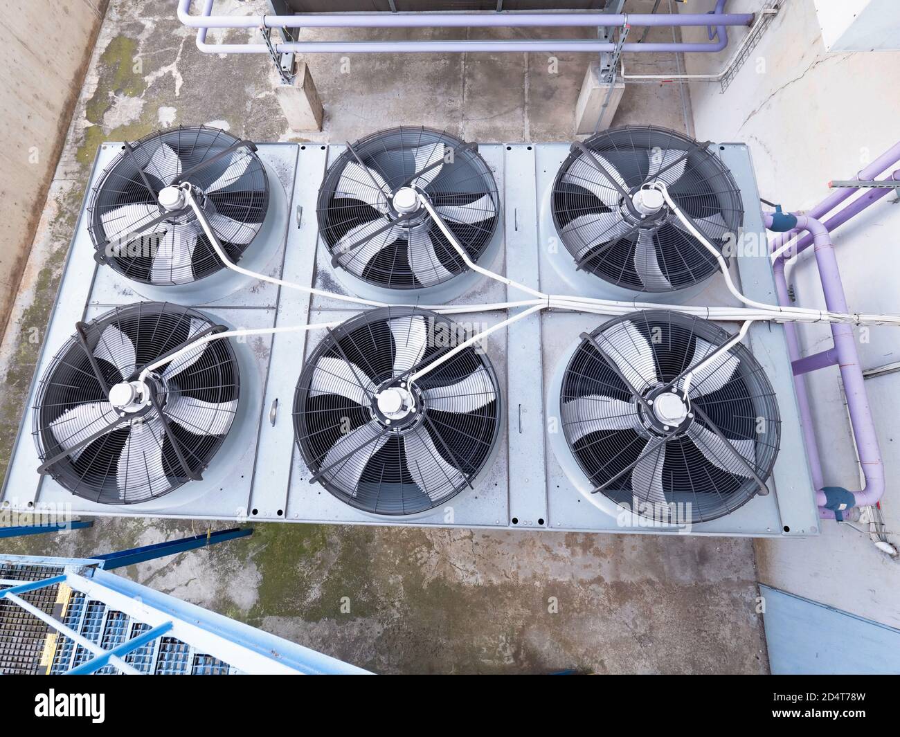 Metal industrial air cooling system vent. Industrial blower fan cooling biogas powerplant system