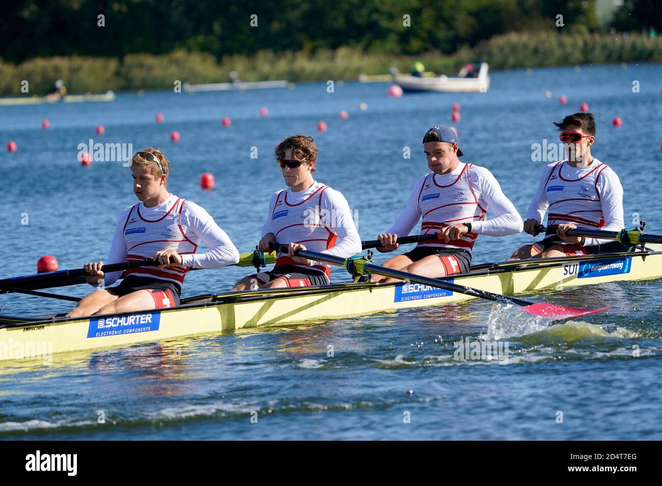 Mens four. Markus Kessler, Paul Jacquot, Nicolas Kamber and Joel Schuerch of Suisse during European Rowing Championships 2020 on October 9, 2020 in Poznan, Poland. Credit: SCS/Soenar Chamid/AFLO/Alamy Live News Stock Photo