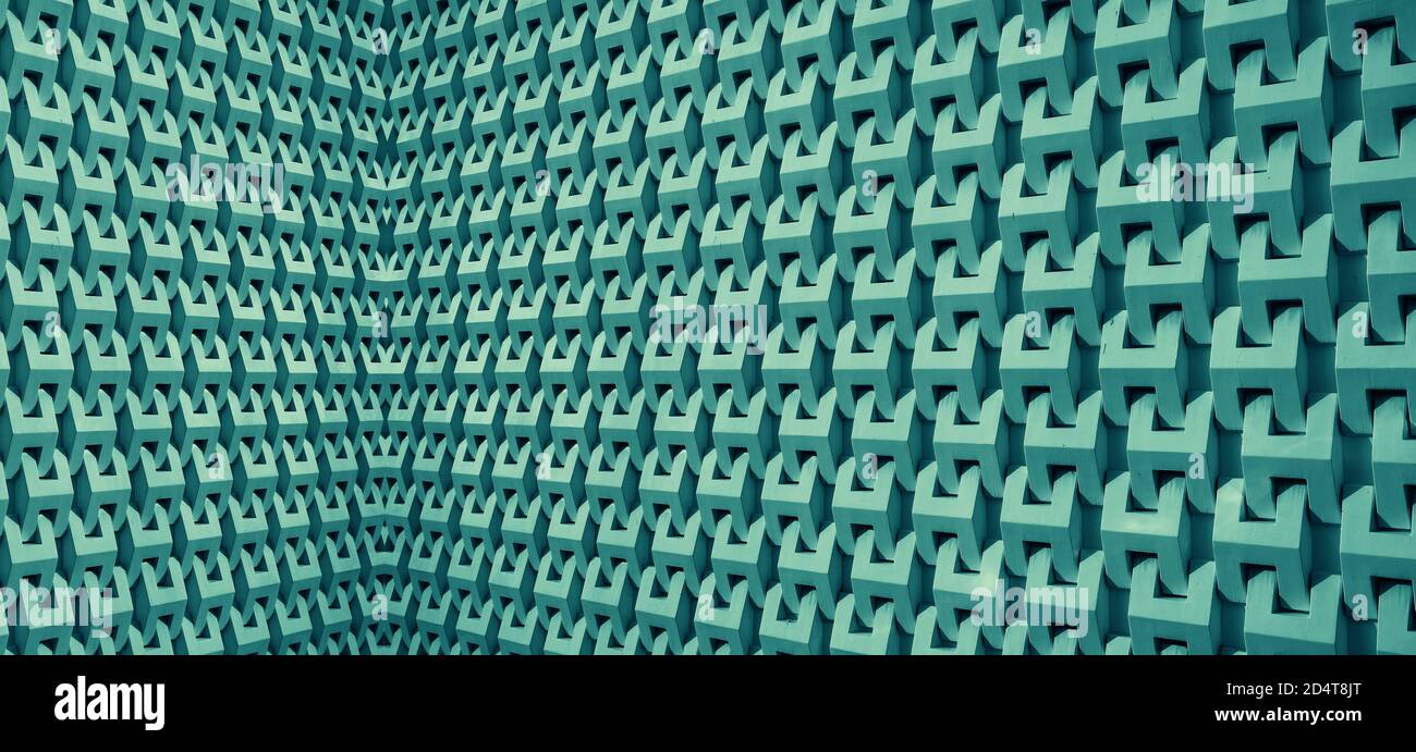 Teal blue colored 3D modern architectural lines for abstract background Stock Photo