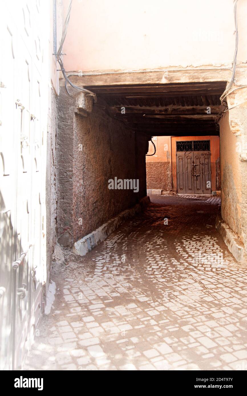 Cobbled Path Through the Medina, Marrakech Stock Photo - Alamy
