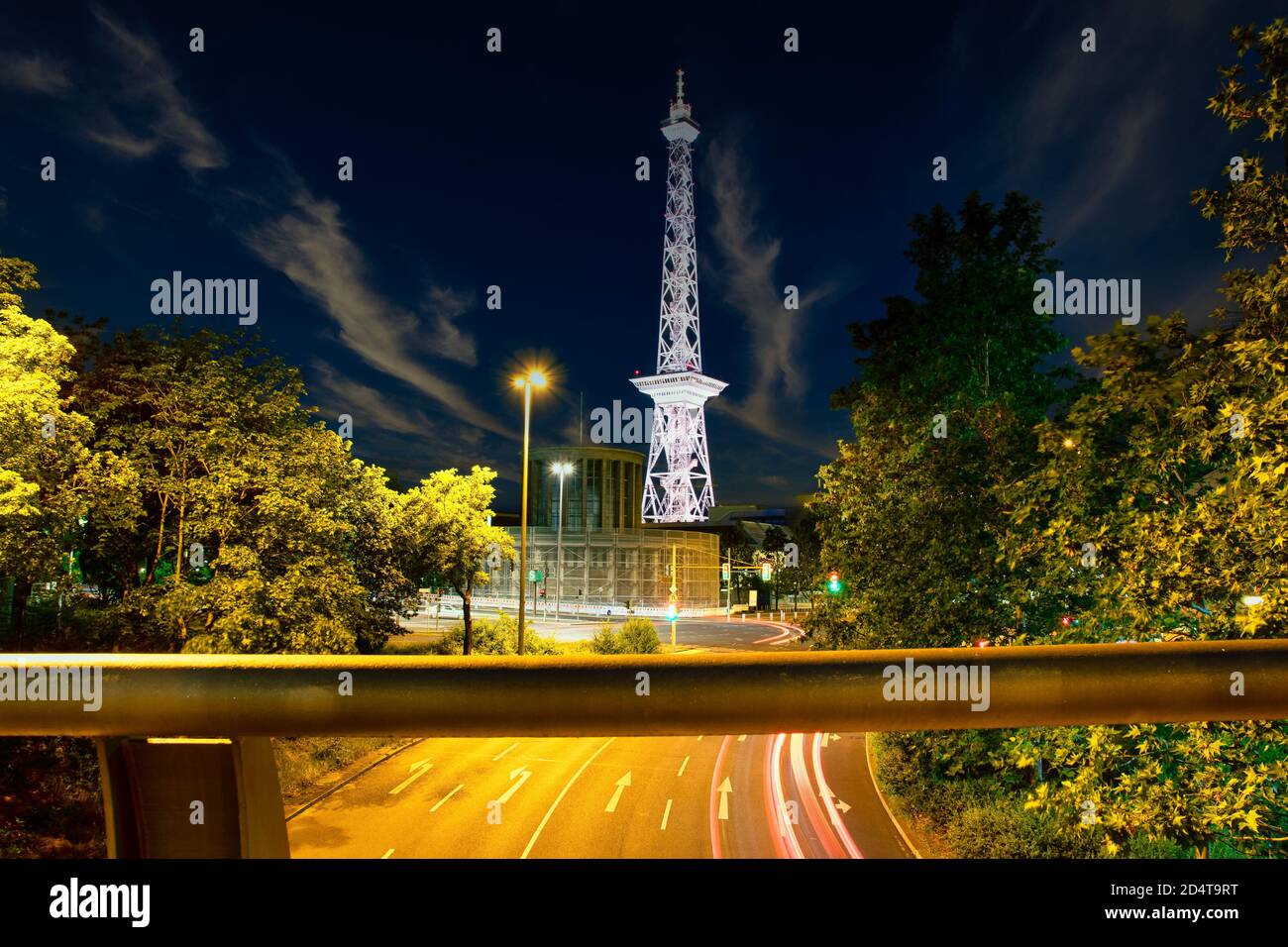 The Berlin radio tower at night in Berlin, Germany Stock Photo
