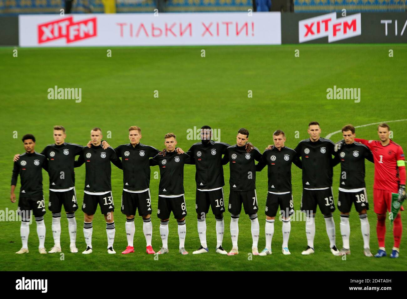 Non Exclusive: KYIV, UKRAINE - OCTOBER 10, 2020 - Players of the Germany national football team are seen on the field before the UEFA Nations League A Stock Photo
