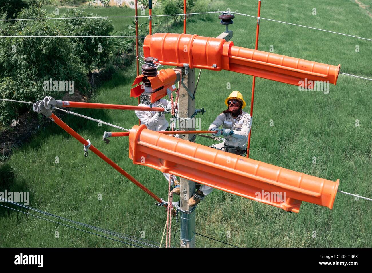 The lineman used tie stick to carve the tie wire used to wrap the