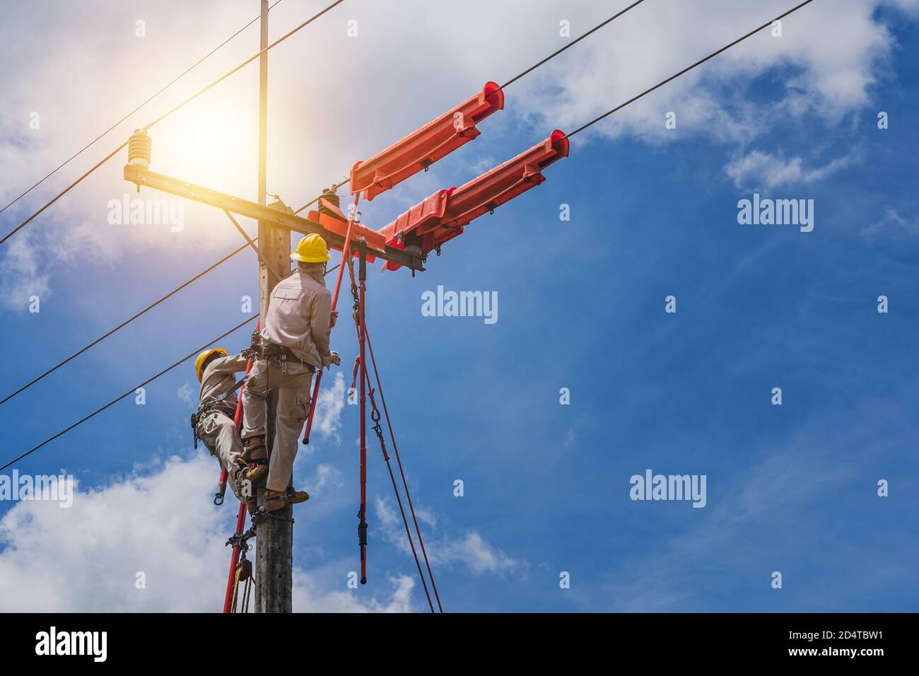 The lineman used tie stick to carve the tie wire used to wrap the