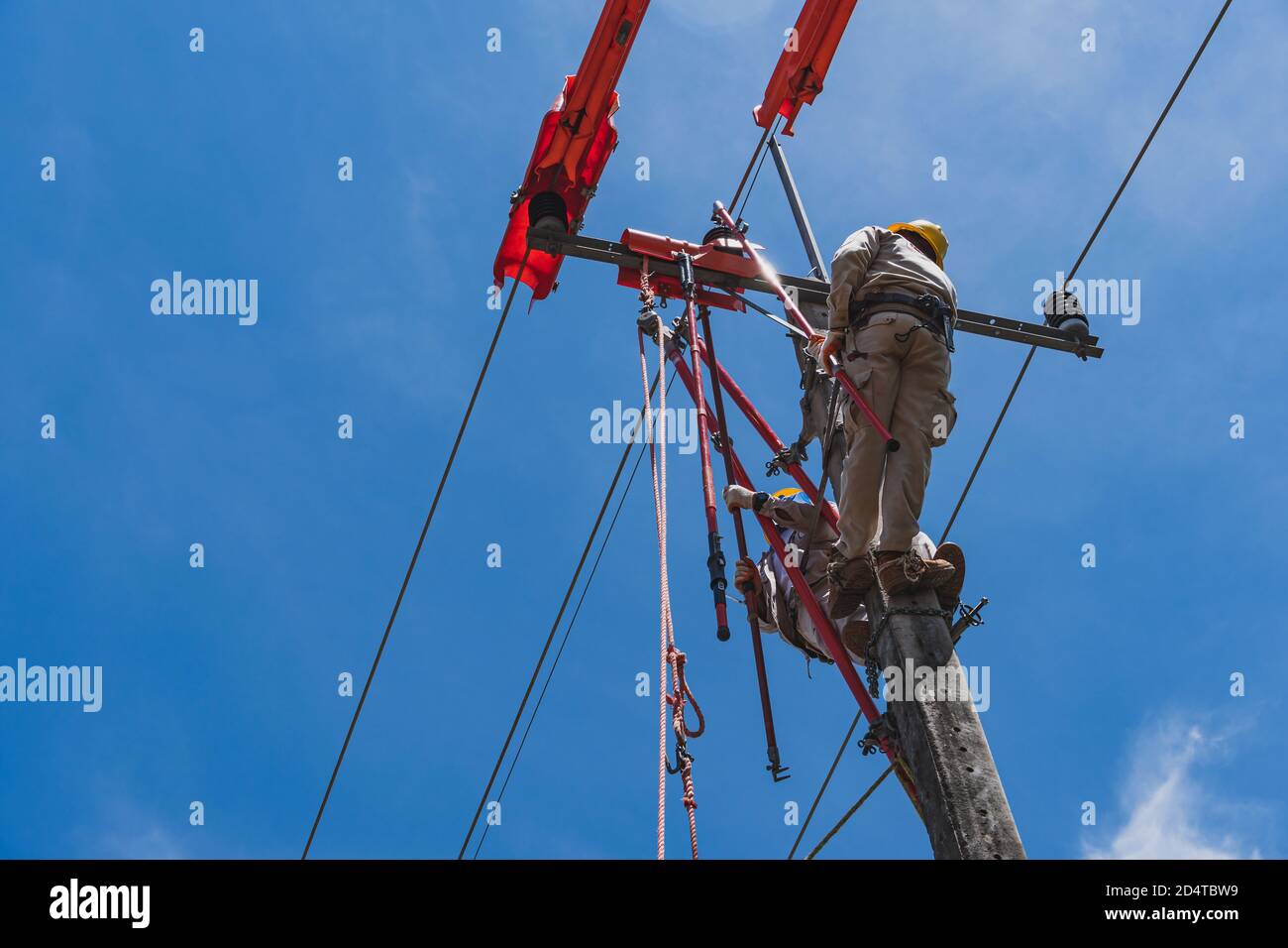 The lineman used tie stick to carve the tie wire used to wrap the