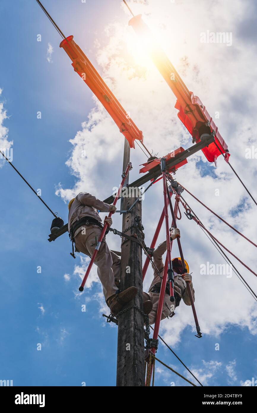 The lineman used tie stick to carve the tie wire used to wrap the