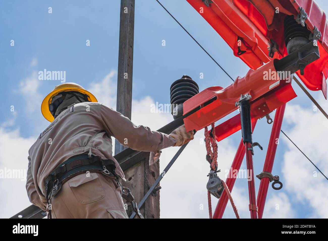 The lineman used tie stick to carve the tie wire used to wrap the