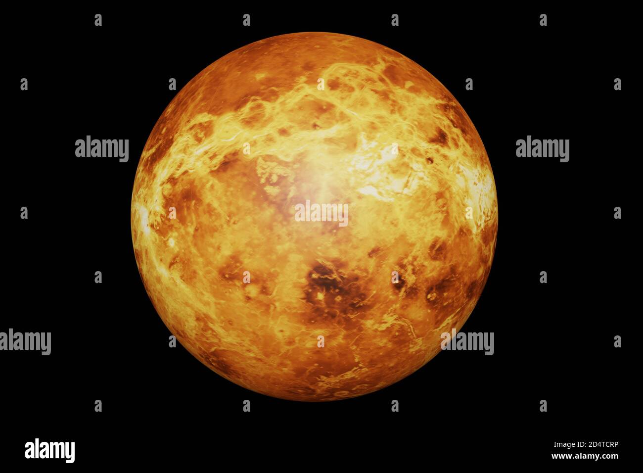 Highly detailed venus planet on black. Elements of this image furnished by NASA in 3D rendering Stock Photo
