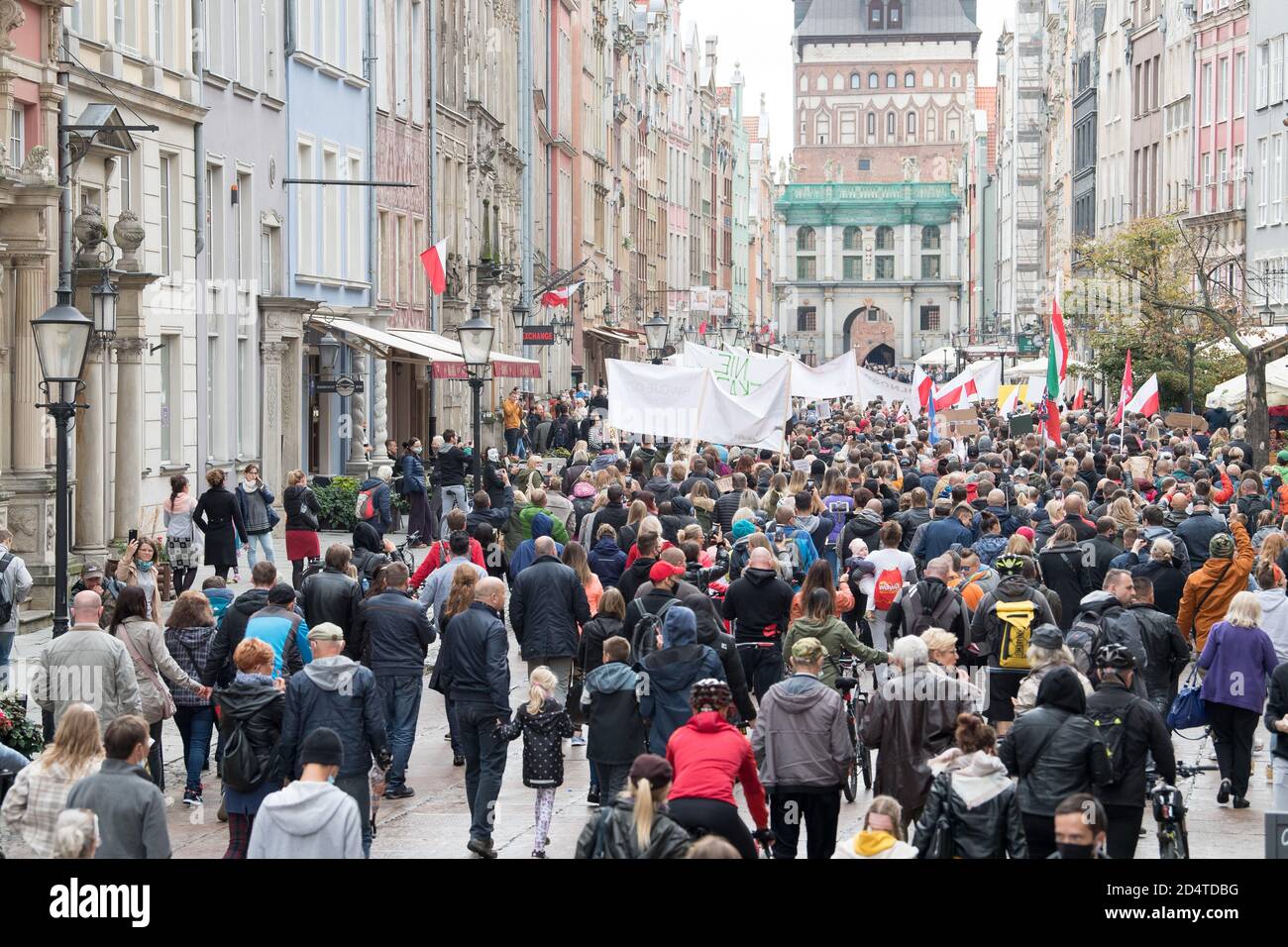 Anti covid 19 protest against new regulations in Poland in Gdansk, Poland. October 10th 2020 © Wojciech Strozyk / Alamy Stock Photo Stock Photo