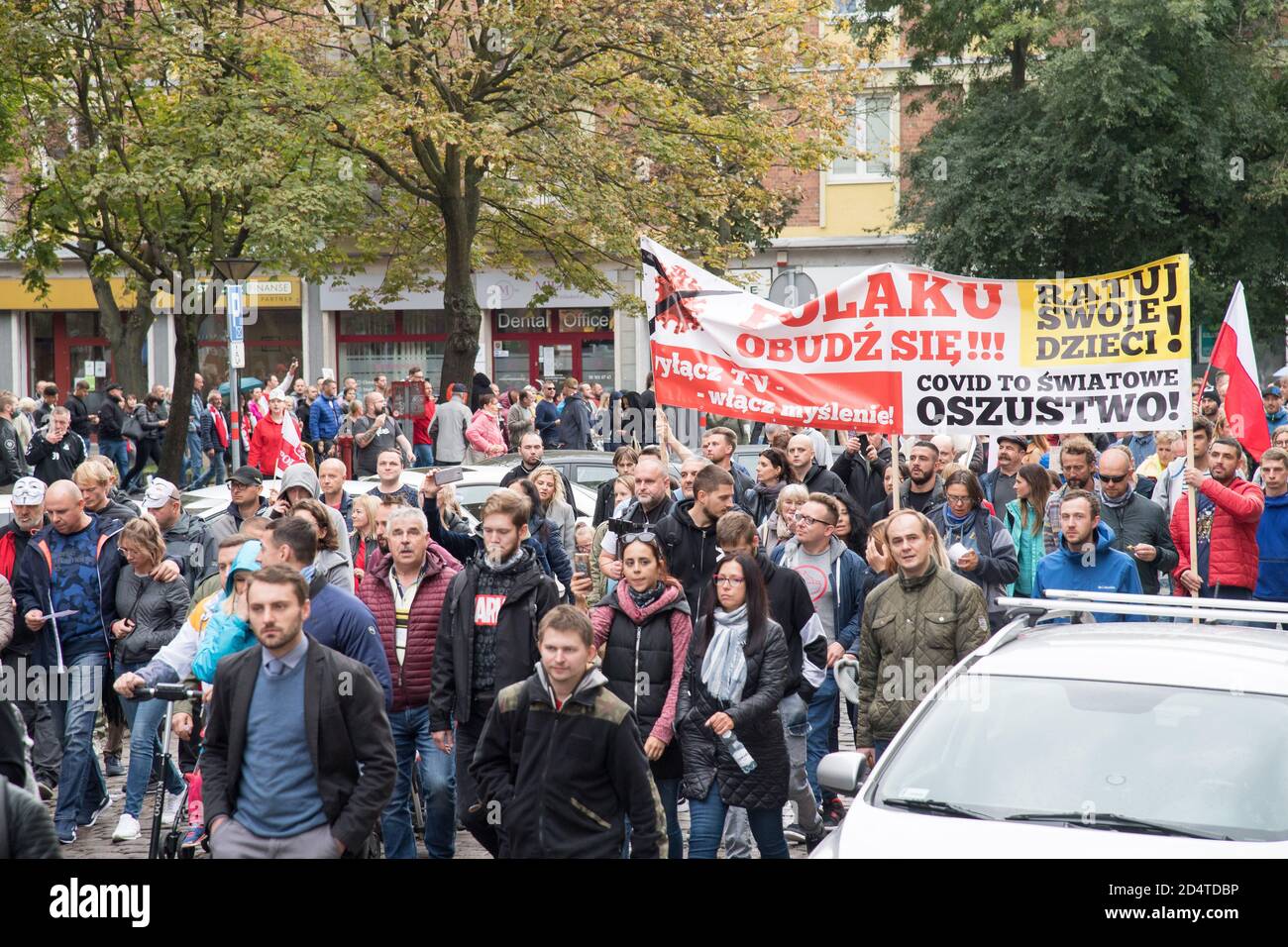 Anti covid 19 protest against new regulations in Poland in Gdansk, Poland. October 10th 2020 © Wojciech Strozyk / Alamy Stock Photo Stock Photo