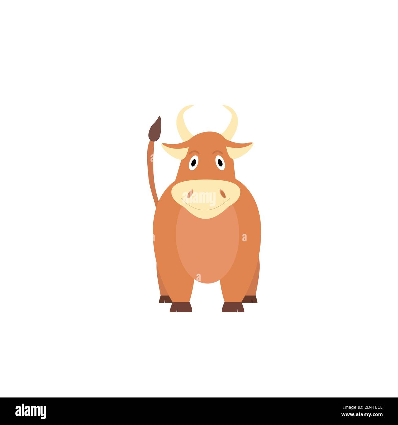 Cute cartoon bull with a smile. Vector illustration of an animal isolated on a white background. Bull Stock Vector