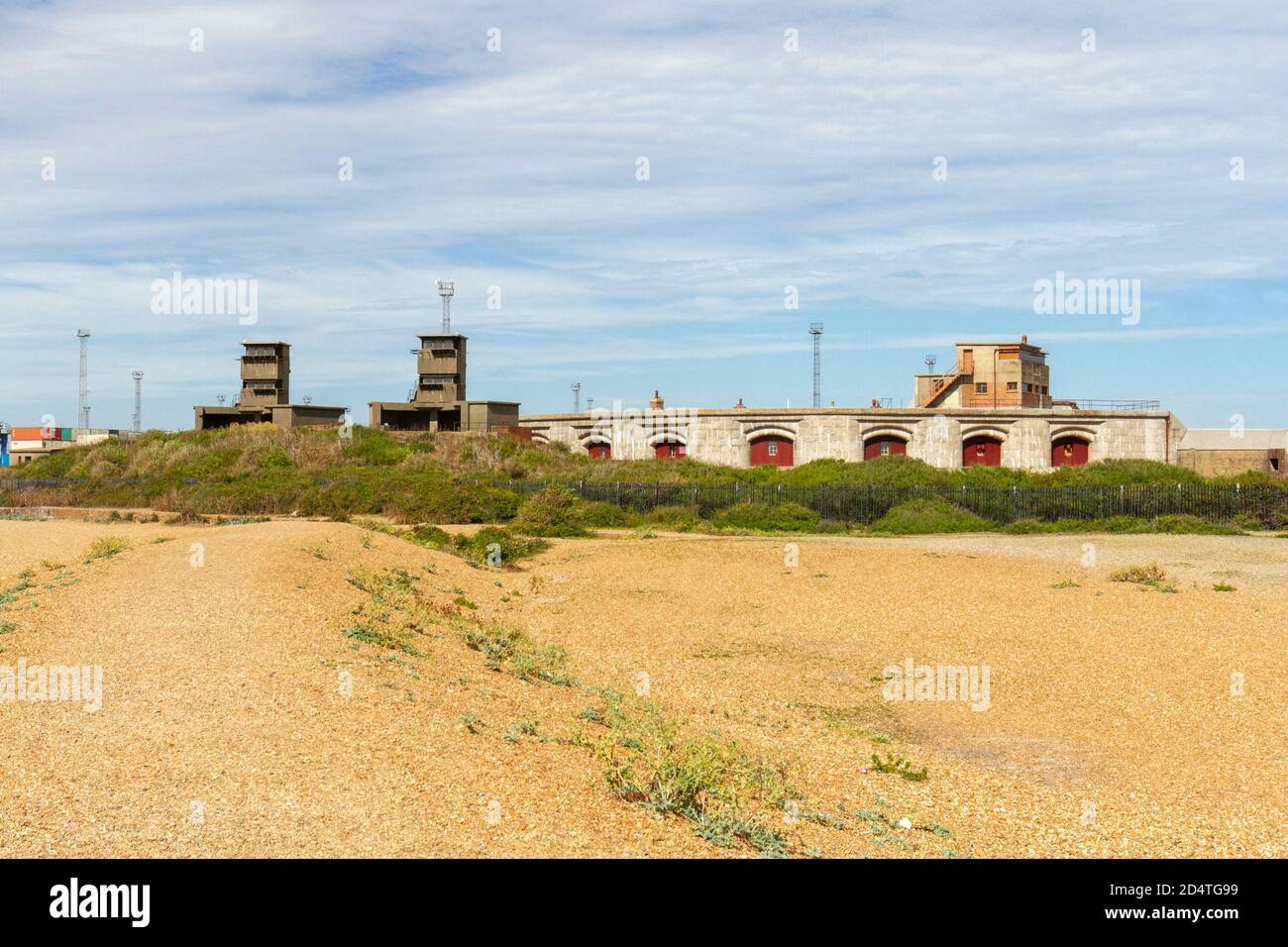 The towers of Landguard Fort, Felixstowe, Suffolk, UK. The fort was