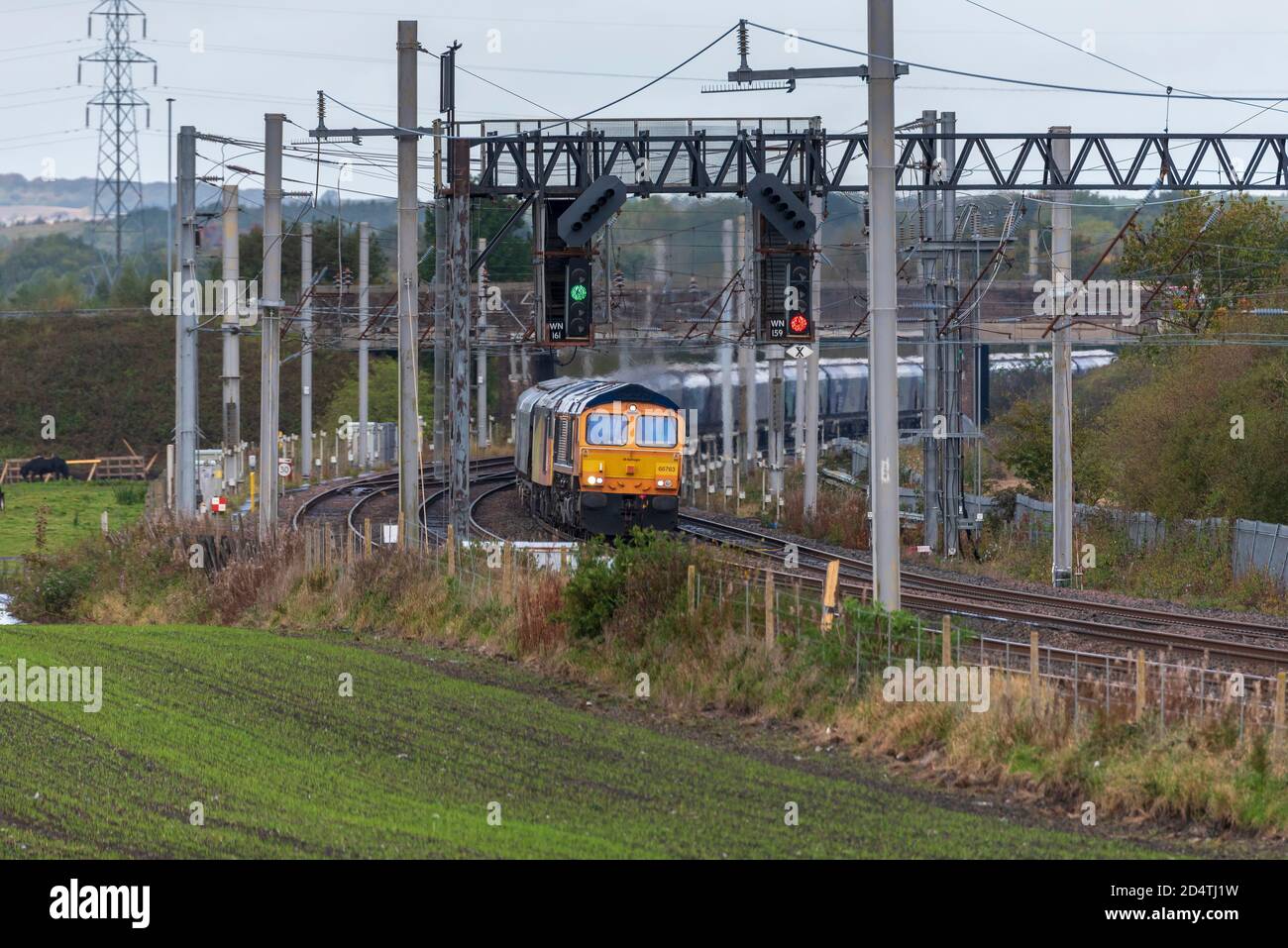 Electro Motive Diesel Type Jt42cwr Class 66 Diesel Locomotive At The Front Of Double Header Freight Trainn With Colas Rail Freight Class 60 At Stock Photo Alamy Electro Motive Diesel Type Jt42cwr Class 66 Diesel Locomotive At The Front Of Double Header Freight Trainn With Colas Rail Freight Class 60 At Stock Photo Alamy