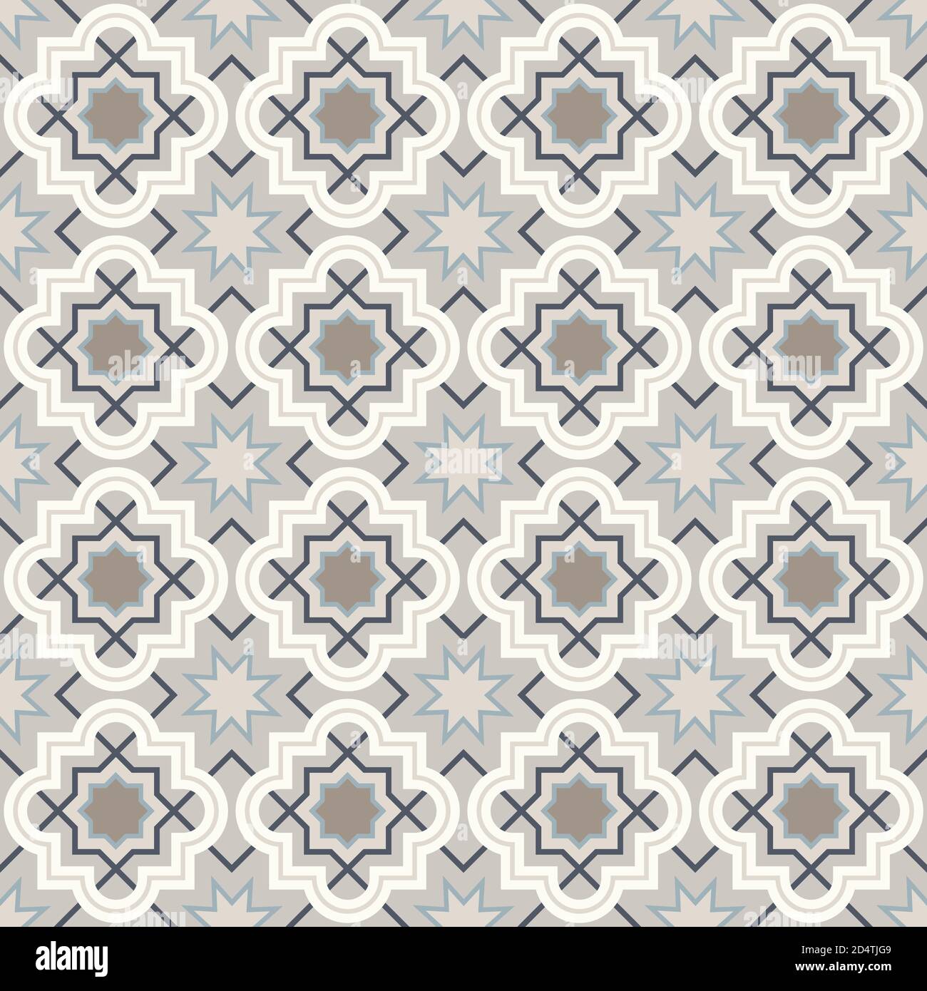 Tangled modern pattern, based on traditional oriental arabic geometric repeat patterns. Seamless vector background. Plain neutral natural colors - eas Stock Vector