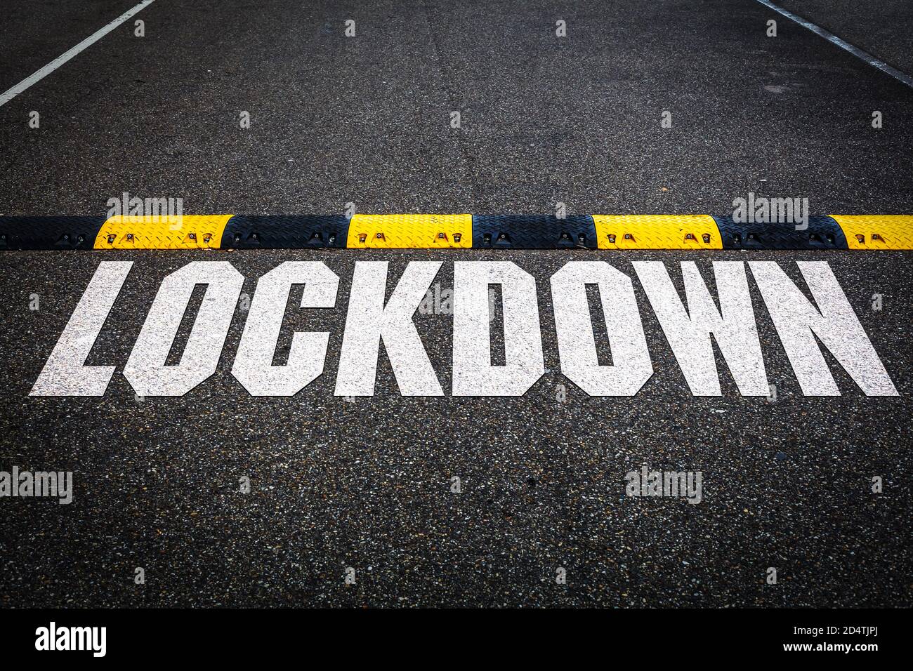Lettering of the Word Lockdown on a Road Stock Photo Alamy
