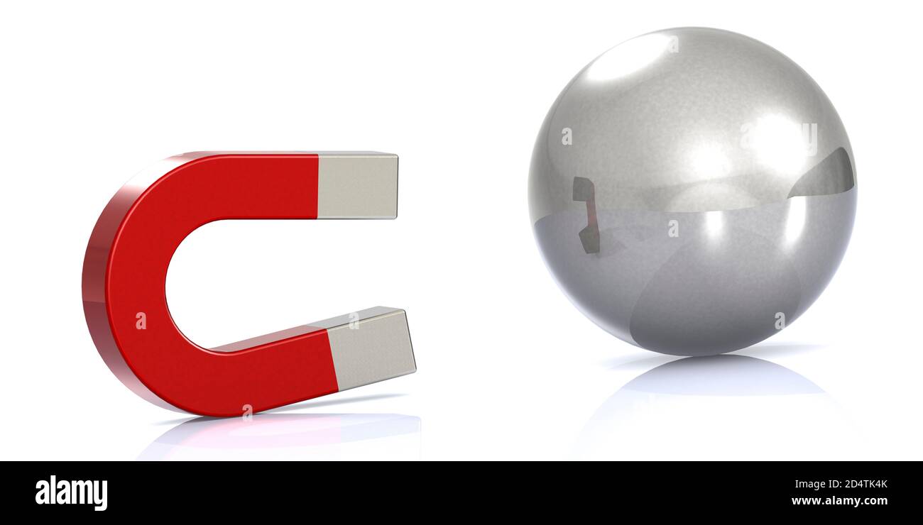 Red attract metal ball, 3D rendering Stock Photo Alamy
