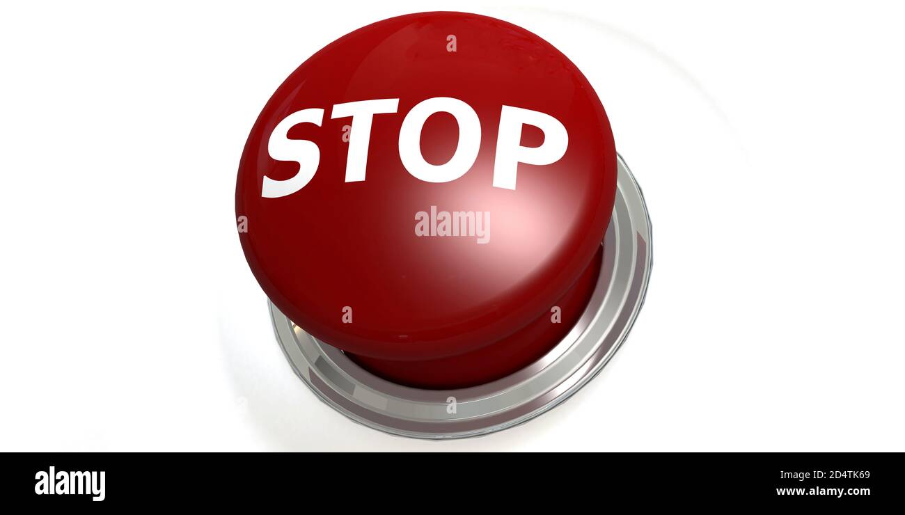 Stop button isolated with white background, 3D rendering Stock Photo ...
