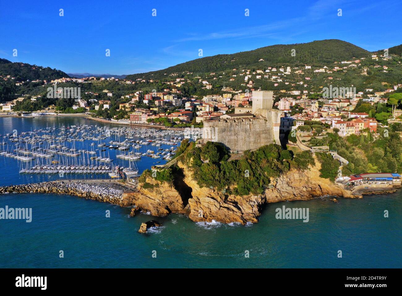 Aerial view of Lerici, La Spezia province, Liguria / Italy Stock Photo