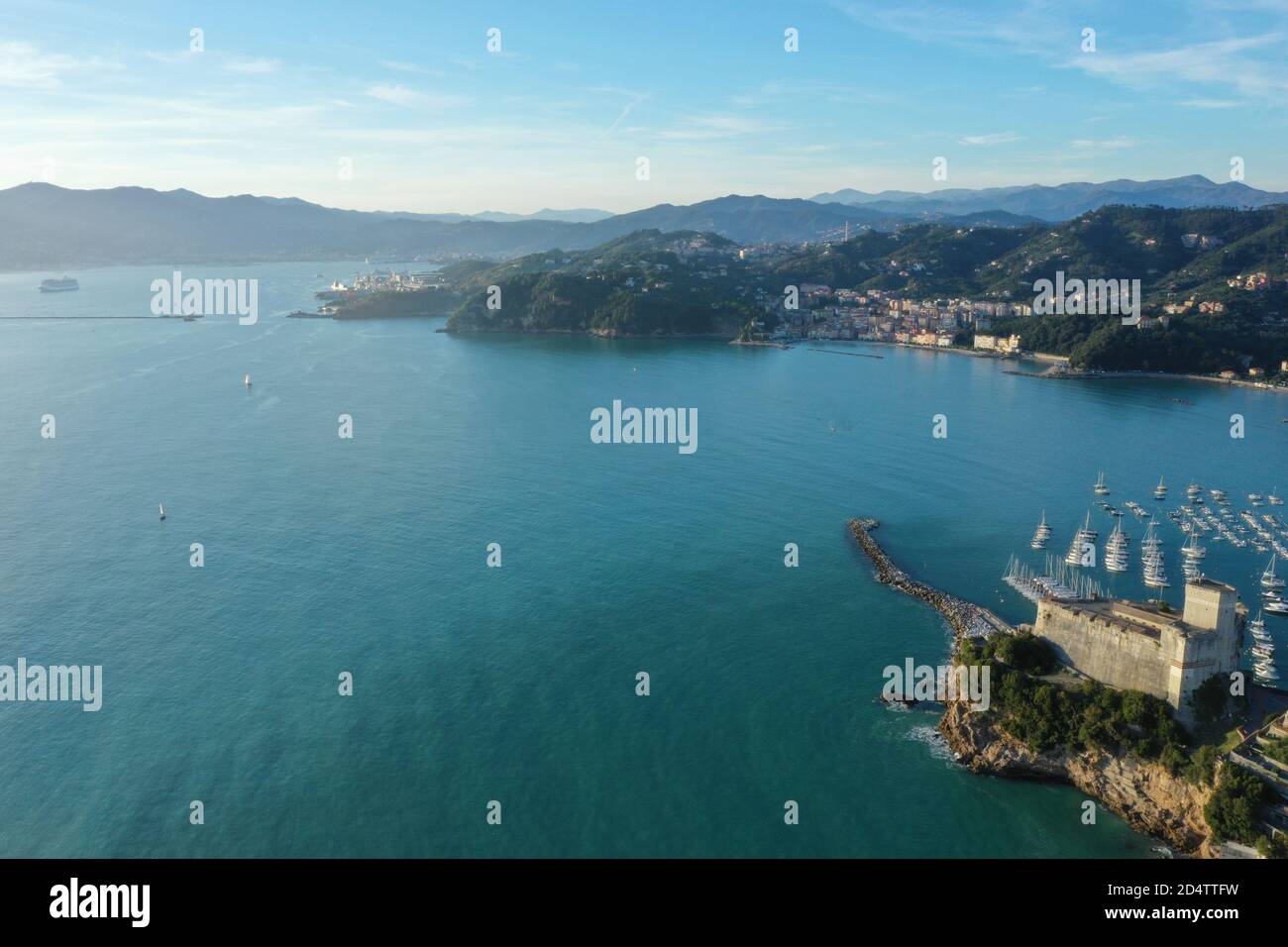 Aerial view of Lerici, La Spezia province, Liguria / Italy Stock Photo