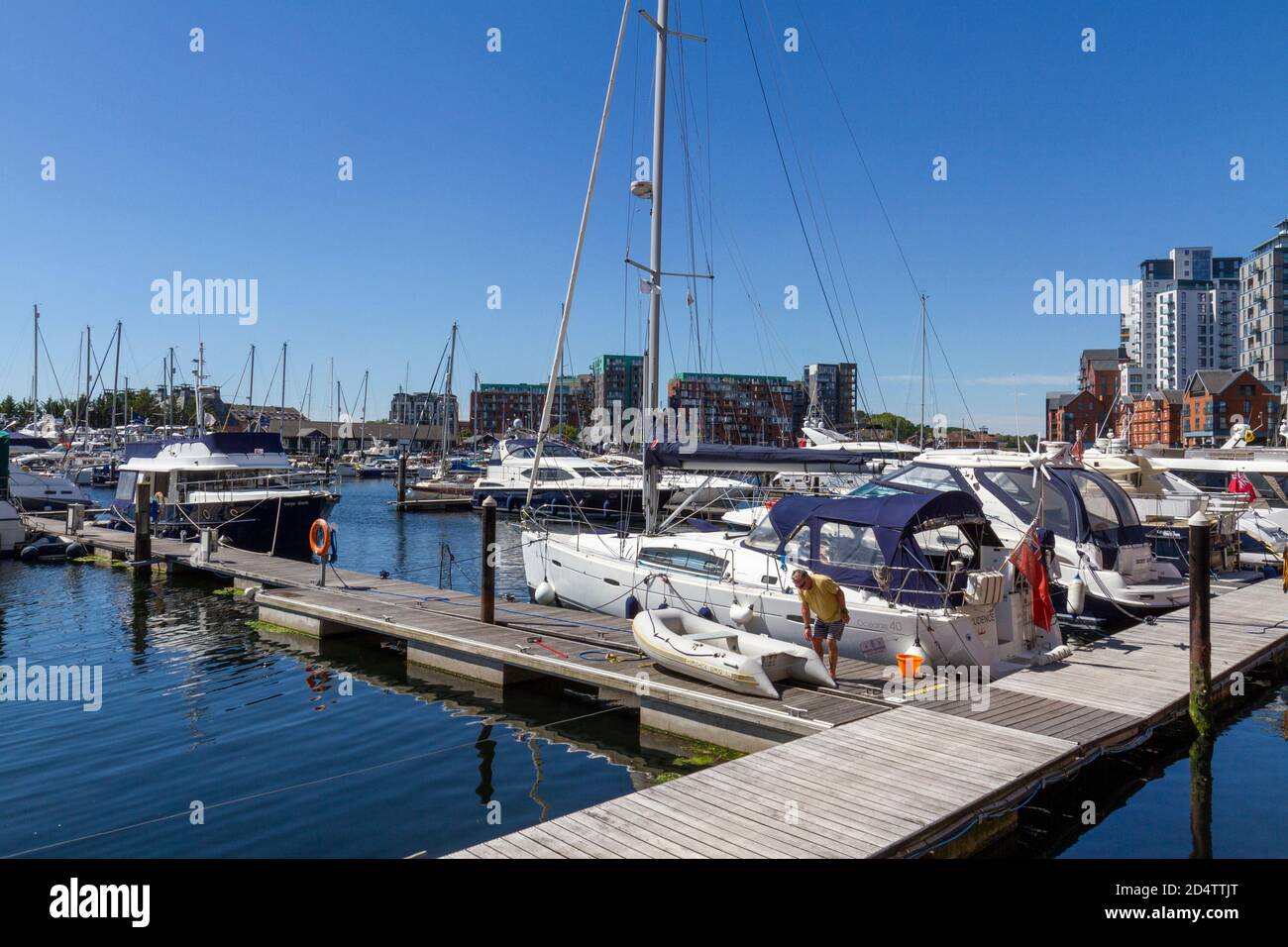 Boats moored in Neptune Marina, Ipswich Waterfront, a cultural and