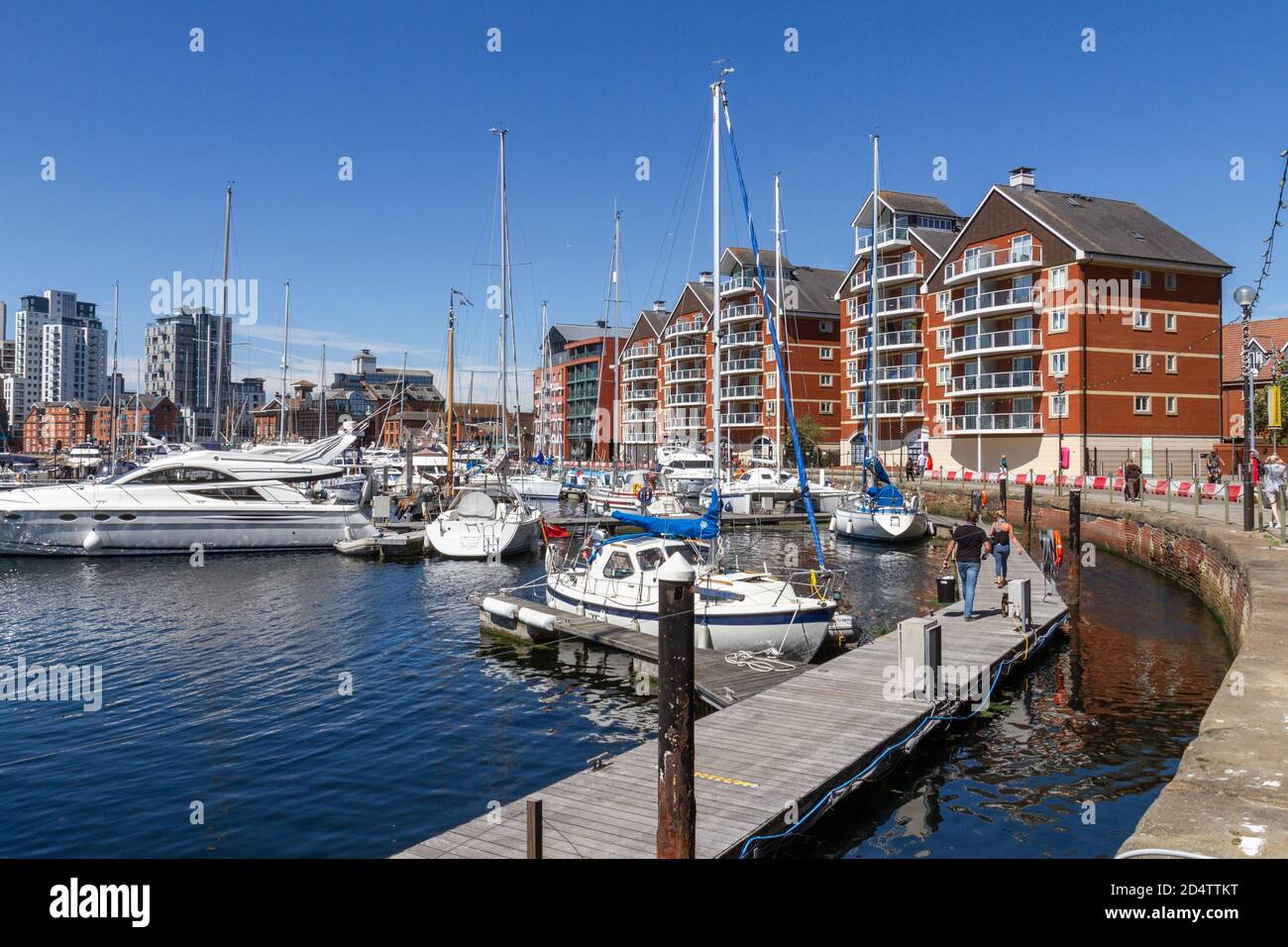 Boats moored in Neptune Marina, Ipswich Waterfront, a cultural and