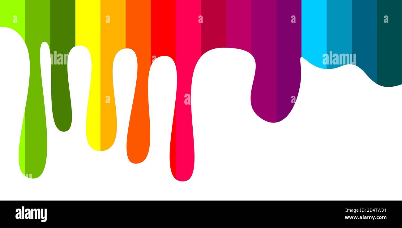 Illustration of colorful paint dripping on white background Stock Photo