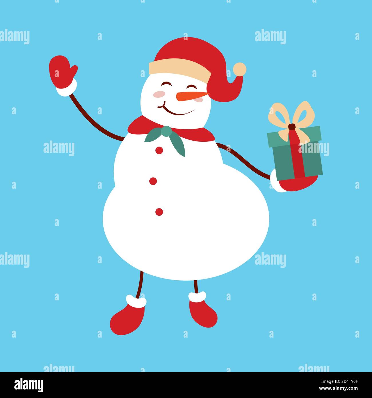Funny cartoon snowman, Vector illustration with snowman in top hat ...