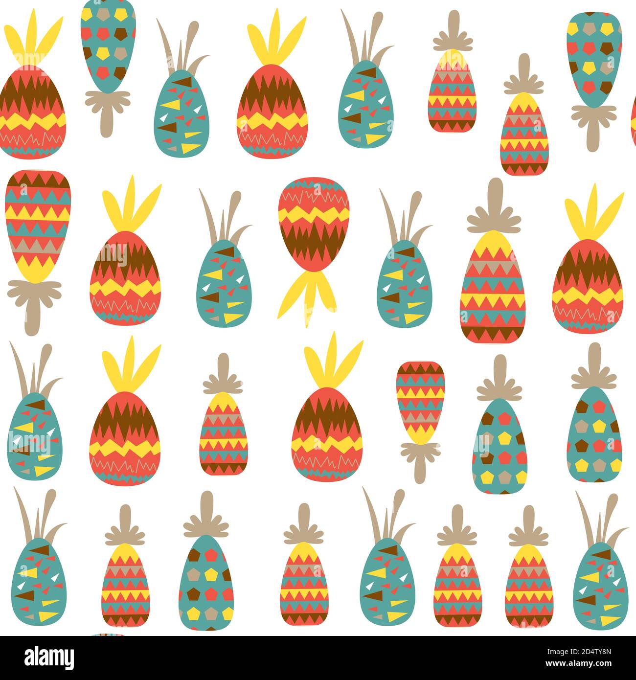 Abstract pineapples vector seamless pattern. It is located in swatch menu Stock Vector